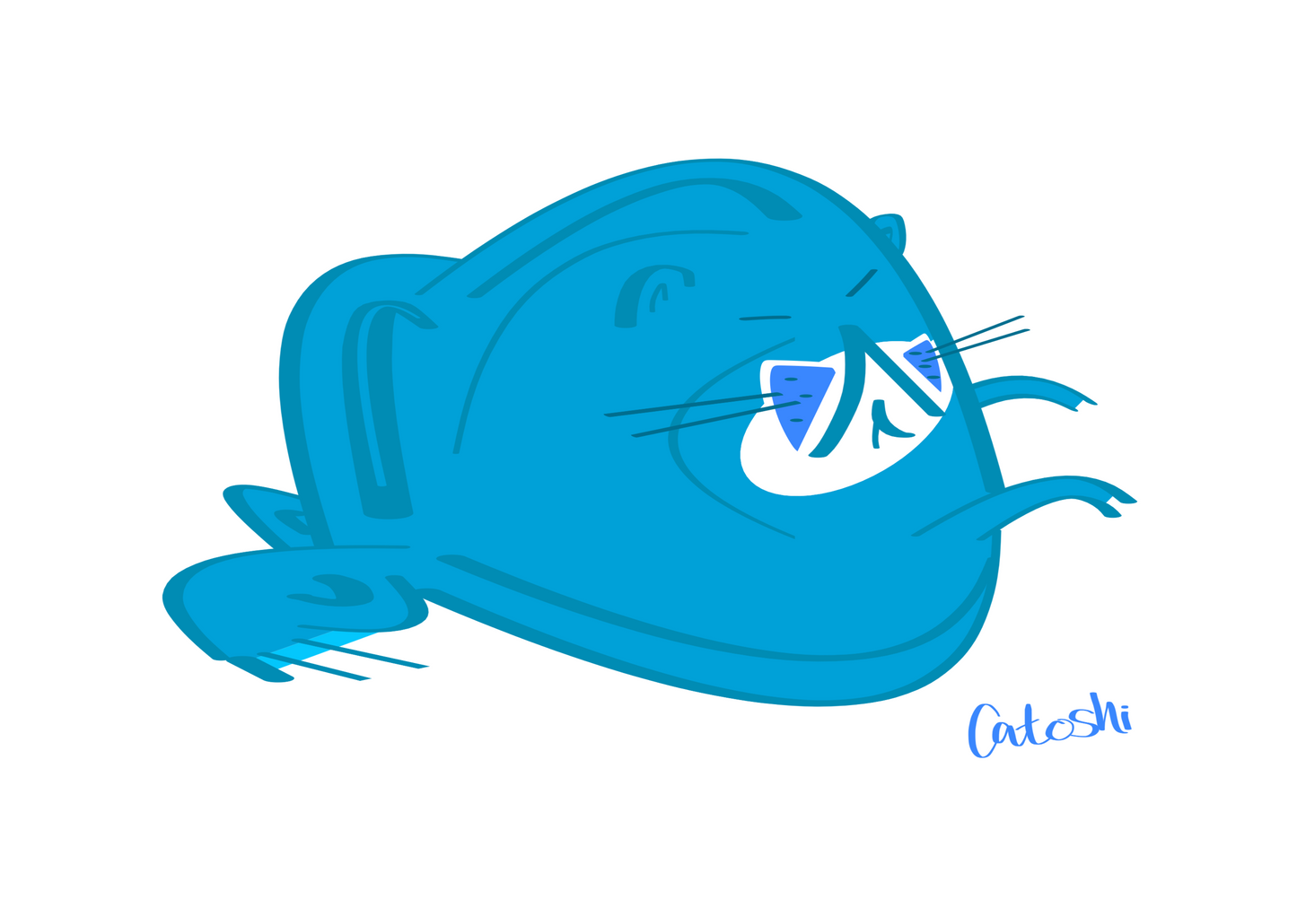 Catoshi 2.0 Aqua Print - unframed glossy