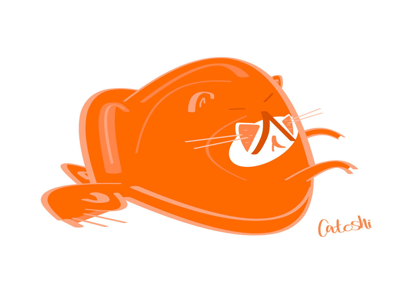 Catoshi 2.0 Orange Print - unframed glossy