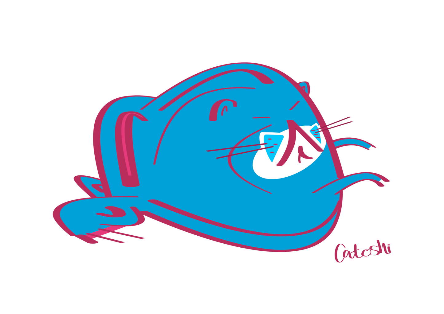 Catoshi 2.0 Pastel Blue Print - unframed glossy