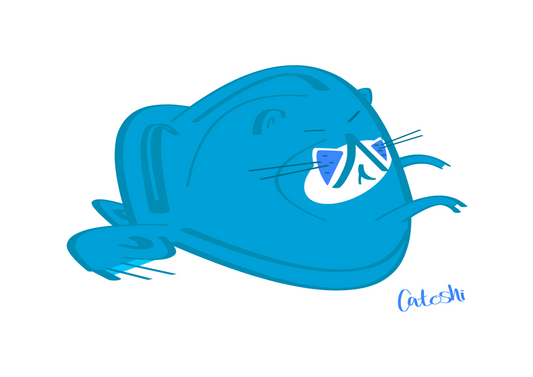 Catoshi 2.0 Aqua Print - unframed glossy