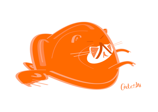 Catoshi 2.0 Orange Print - unframed glossy