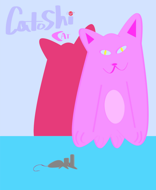 Catoshi Cat Pink Giclee print - unframed glossy