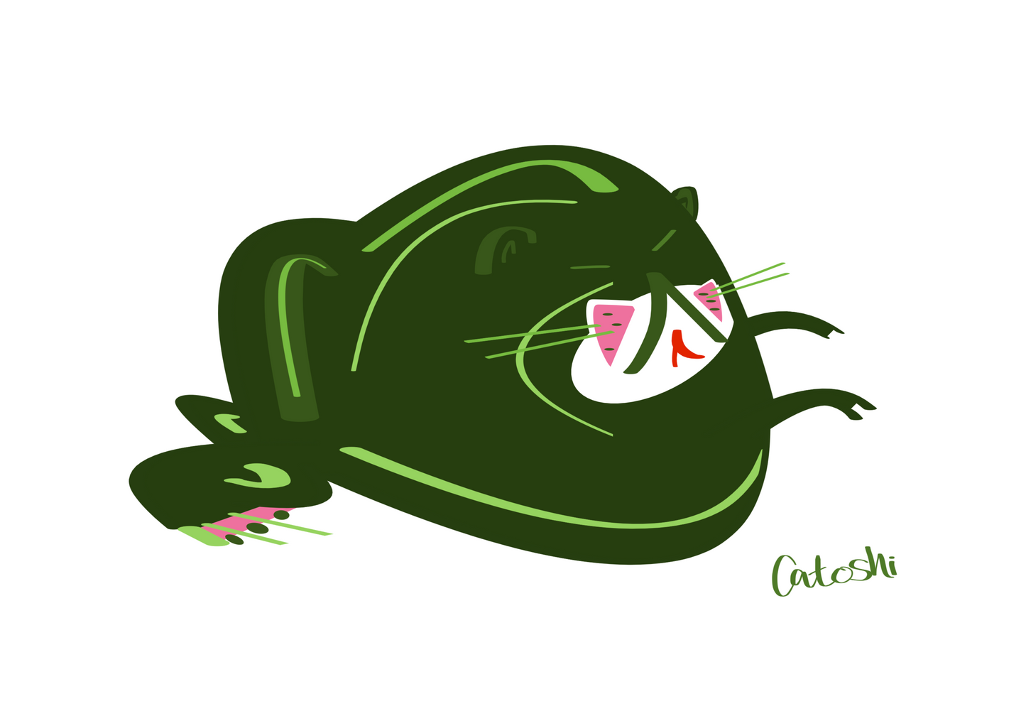 Catoshi watermelon Green Print - unframed glossy