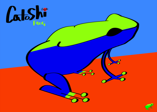 Frog Catoshi Blue Giclee print - unframed glossy