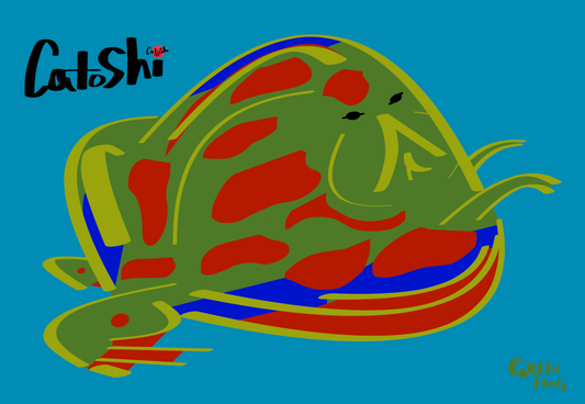 Catoshi Frog Green Giclee print - unframed glossy