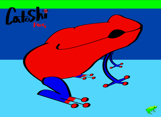 Frog Catoshi Red Giclee print - unframed glossy