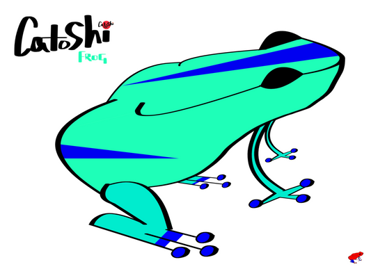 Frog Catoshi Teal Giclee print - unframed glossy