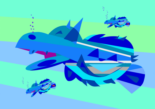 Sea Hippos Giclee print - unframed glossy