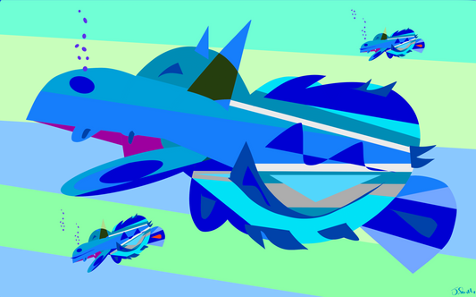 Sea Hippos Giclee print - unframed glossy
